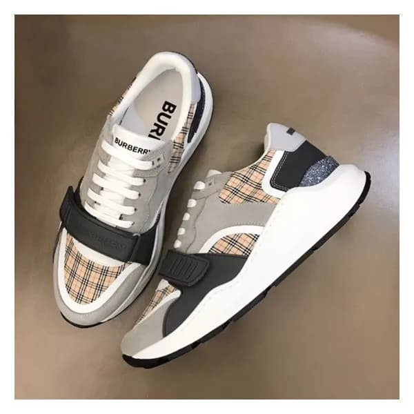 버버리 남성 벨크로 그레이 스니커즈 - Mens Gray Sneakers - bur0442… - 1