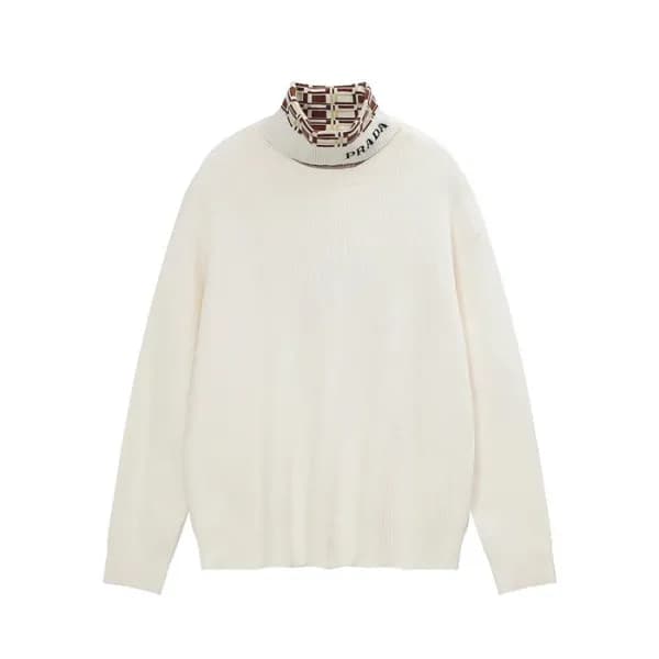 프라다 남성 터틀넥 화이트 니트 - Prada Mens White Knits - pra02… - 1