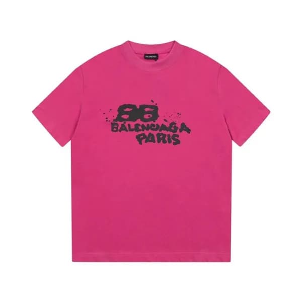 발렌시아가 남/녀 크루넥 핑크 반팔티 - Balenciaga Unisex Pink Shor… - 1
