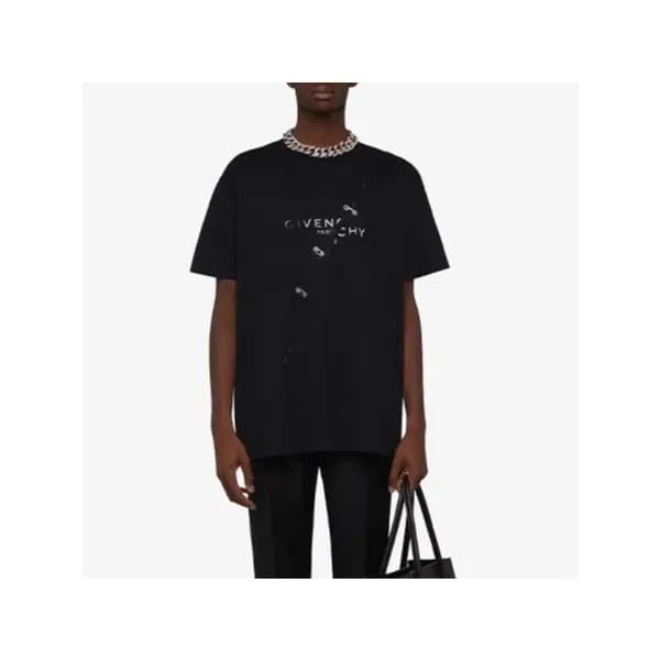 지방시 남성 크루넥 블랙 반팔티 - Givenchy Mens Black Short Slee… - 1