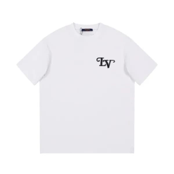 루이비통 남성 화이트 크루넥 반팔티 - Louis vuitton Mens White Sho… - 1