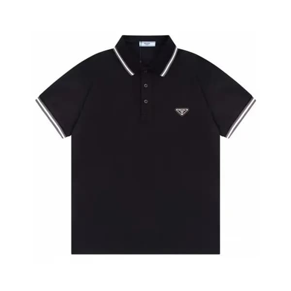 프라다 남성 블랙 폴로 반팔티 - Prada Mens Black Short sleeved … - 1