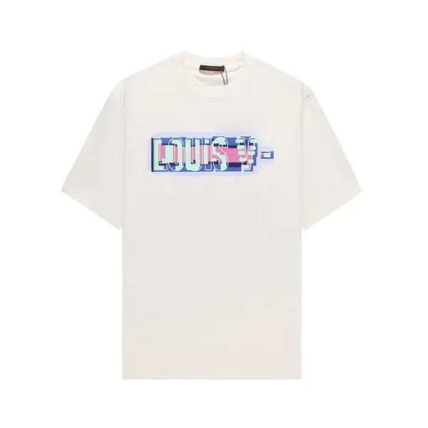 루이비통 남성 화이트 크루넥 반팔티 - Louis vuitton Mens White Sho… - 1