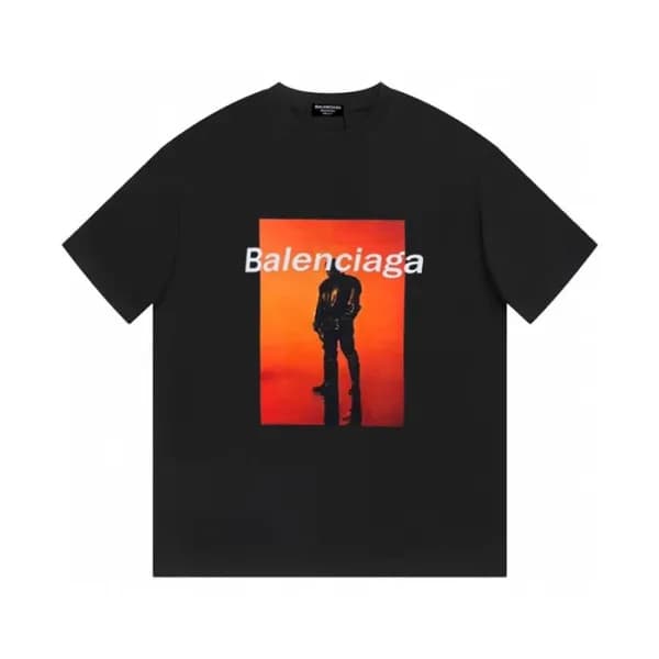 발렌시아가 남성 블랙 크루넥 반팔티 - Balenciaga Mens Black Short … - 1