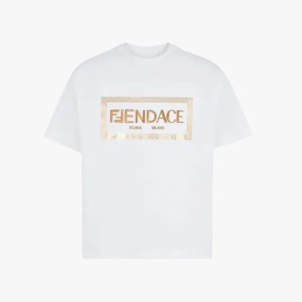 펜디 남성 화이트 크루넥 반팔티 - Fendi Mens White Short sleeved… - 1