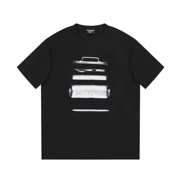 발렌시아가 남성 블랙 크루넥 반팔티 - Balenciaga Mens Black Short … - 1