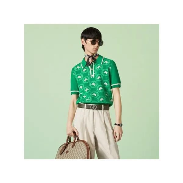 구찌 남/녀 그린 폴로 반팔티 - Gucci Unisex Green Short sleeve… - 1