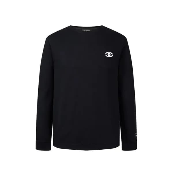 샤넬 남/녀 캐쥬얼 블랙 맨투맨 - Chanel Unisex Black Tshirts - … - 1