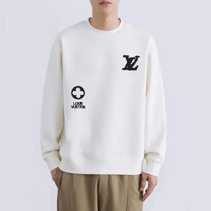 루이비통 남성 화이트 맨투맨 - Louis vuitton Mens White Tshirts… - 1