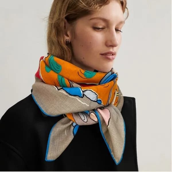 에르메스 여성 오렌지 스카프 - Hermes Womens Orange Scarf - he5… - 1