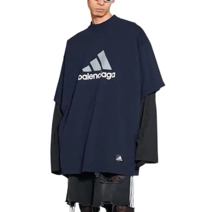 발렌시아가 남성 네이비 반팔티 - Balenciaga Mens Navy Tshirts - … - 1