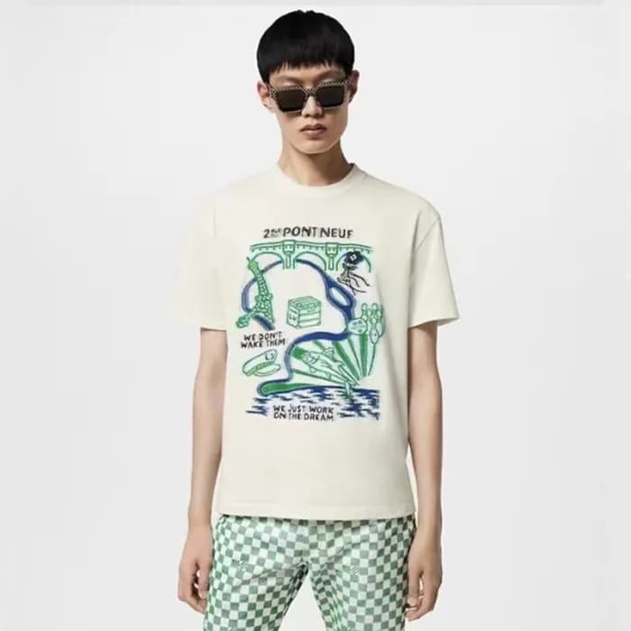 루이비통 남성 크루넥 티셔츠 - Louis vuitton Mens Ivory Tshirts… - 1