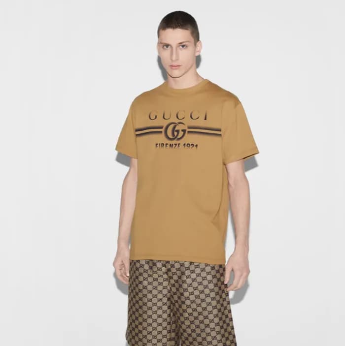 구찌 남성 카멜 티셔츠 - Gucci Mens Camel Tshirts - guc361x - 1