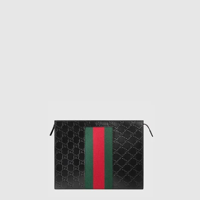 구찌 남성 GG 수프림 캔버스 웹 파우치 - Gucci Mens GG Supreme Can… - 1