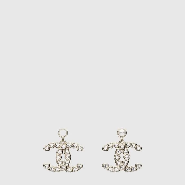 샤넬 여성 CC 하트 큐빅 드롭 이어링 - Chanel Womens CC Heart Cub… - 1
