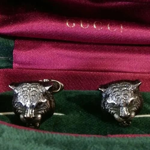 GUCCI MENS BLACK GOLD CUFFS - 지방시 남성용 18k도금 블… - 1