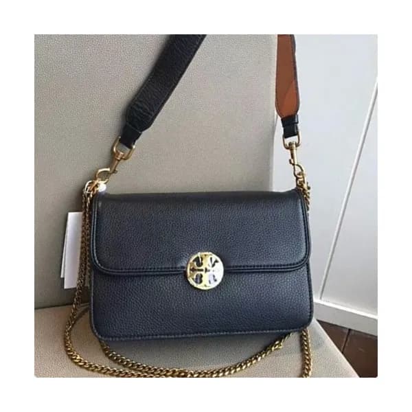 Tory Burch Leather Black Chelsea Shoulder Bag,24cm… - 1