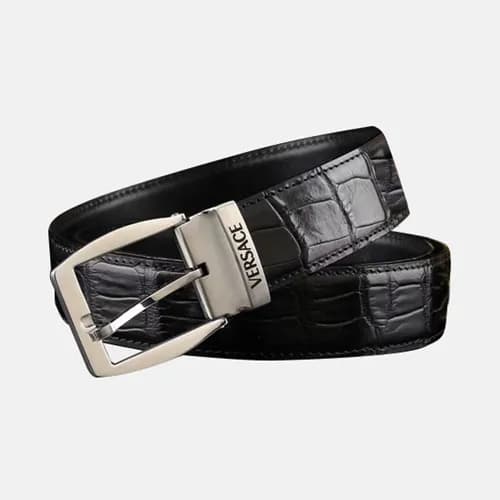 Versace 2019 Mens Classic Steel Buckle Leather Bel… - 1