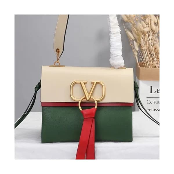 Valentino 2019 V-ring Leather Shoudler Bag,24CM - … - 1