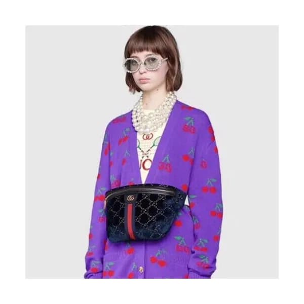 Gucci 2019 GG Velvet Hip Sack Belt Bag,28CM - 구찌 2… - 1