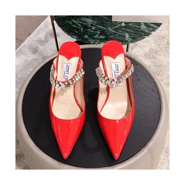 Jimmy-Choo 2019 Ladies Crystal Patent Strap Slippe… - 1