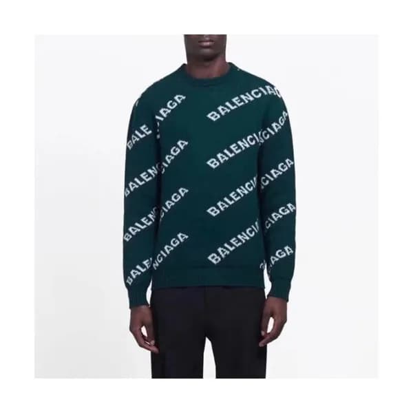 [커스텀급]Balenciaga 2019 Mens Logo Crew - neck Wool S… - 1