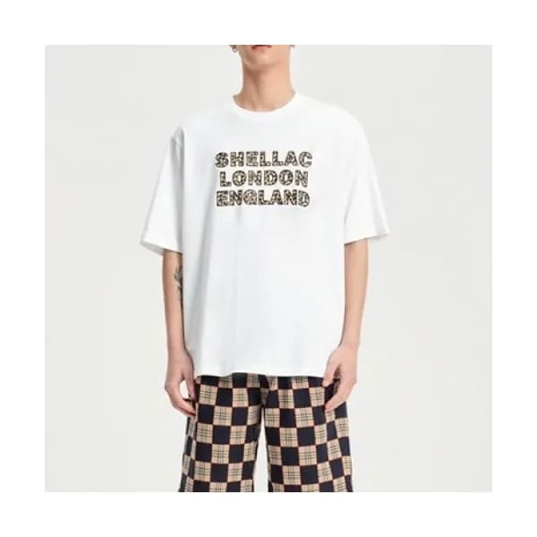 Shellac Mens White Tshirts - 셸락 2021 남성 로고 캐쥬얼 반팔티…
