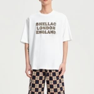 Shellac Mens White Tshirts - 셸락 2021 남성 로고 캐쥬얼 반팔티…
