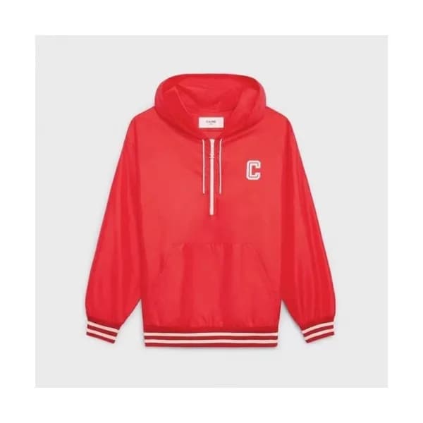 Celine Womens Logo Cotton Hoodie Red - 셀린느 2021 여… - 1