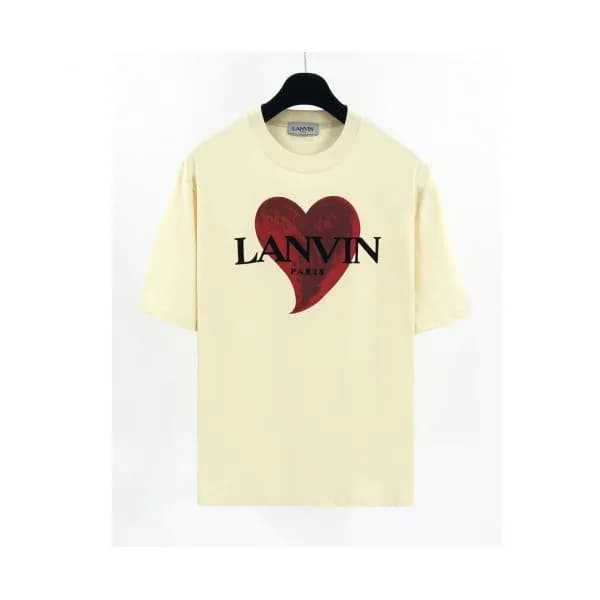 LANVIN Unisex Tshirts Ivory - 랑방 2021 남/녀 로고 반팔티 -… - 1