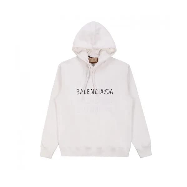 Balenciaga Mm/Wm Logo Cotton Hoodie White - 발렌시아가… - 1