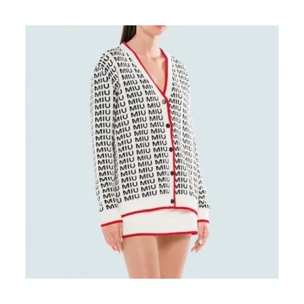 Miu miu Womens Trendy Knit Cardigan Black - 미우미우 … - 1