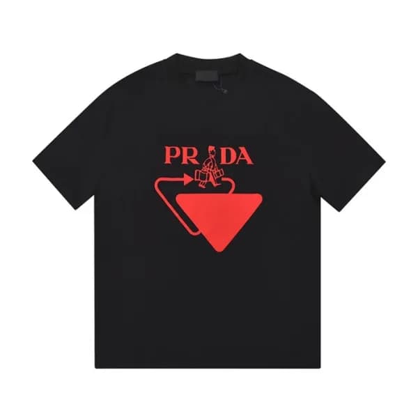 프라다 남성 크루넥 블랙 반팔티 - Mens Black Tshirts - Pra02584x - 1