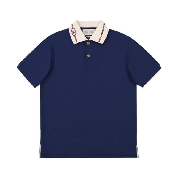 구찌 남/녀 네이비 폴로 반팔티 - Unisex Navy Tshirts - guc04686… - 1
