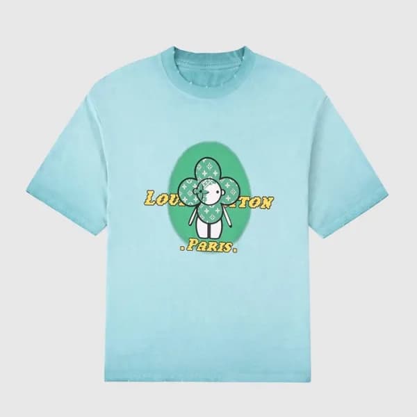 루이비통 남성 블루 크루넥 반팔티 - Mens Blue Tshirts - lou04111x - 1
