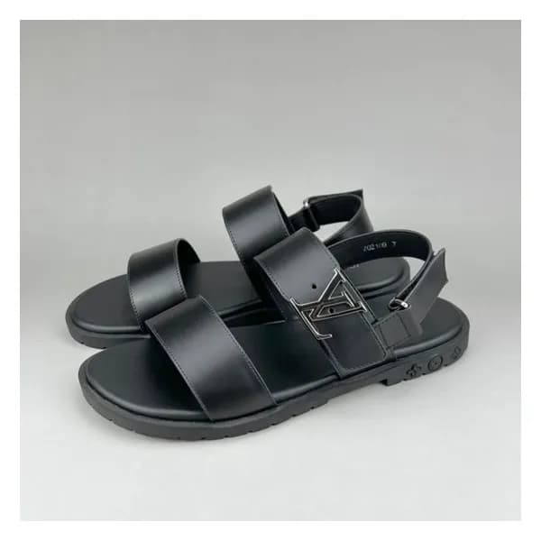 루이비통 남성 이니셜 블랙 샌들 - Mens Black Sandals - lou04289x - 1
