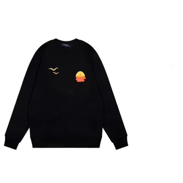루이비통 남성 모던 블랙 맨투맨 - Mens Black Tshirts - lou05184x - 1