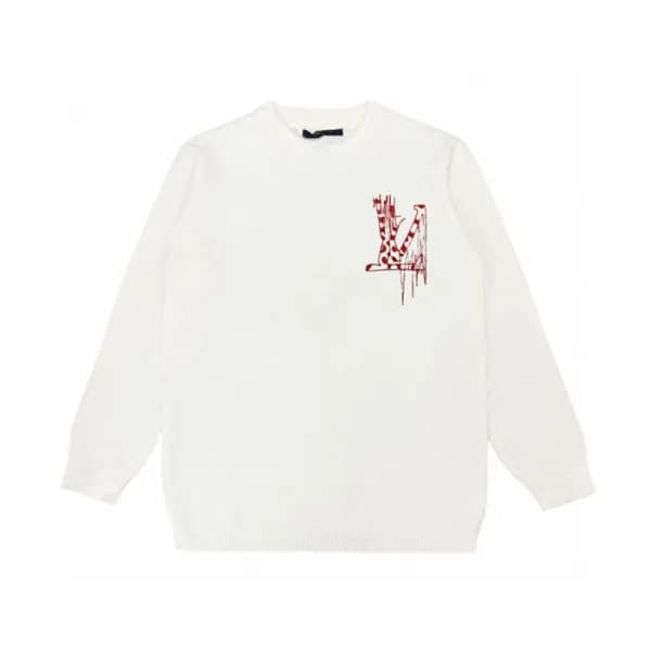 루이비통 남성 화이트 크루넥 니트 - Louis vuitton Mens White Swea… - 1