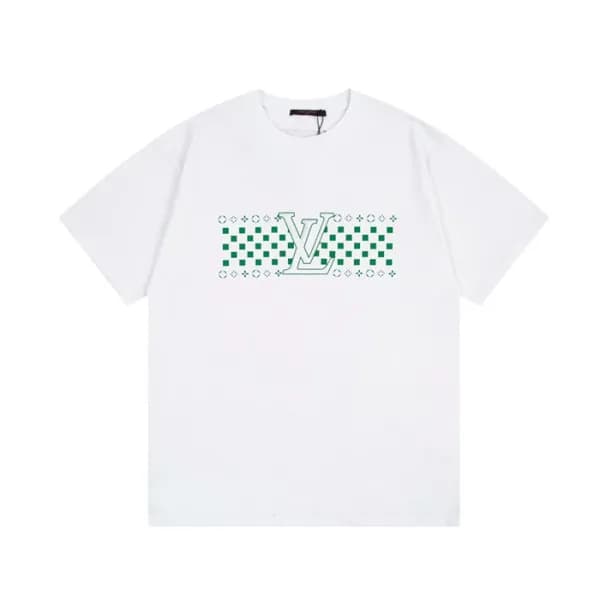 루이비통 남성 화이트 크루넥 반팔티 - Louis vuitton Mens White Sho… - 1