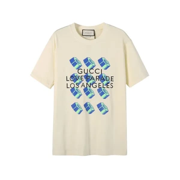 구찌 남/녀 아이보리 크루넥 반팔티 - Gucci Unisex Ivory Short sle… - 1