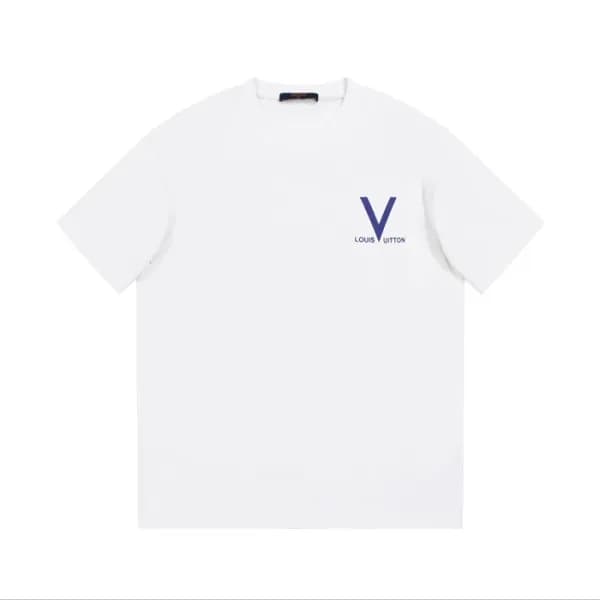 루이비통 남성 화이트 크루넥 반팔티 - Louis vuitton Mens White Sho… - 1
