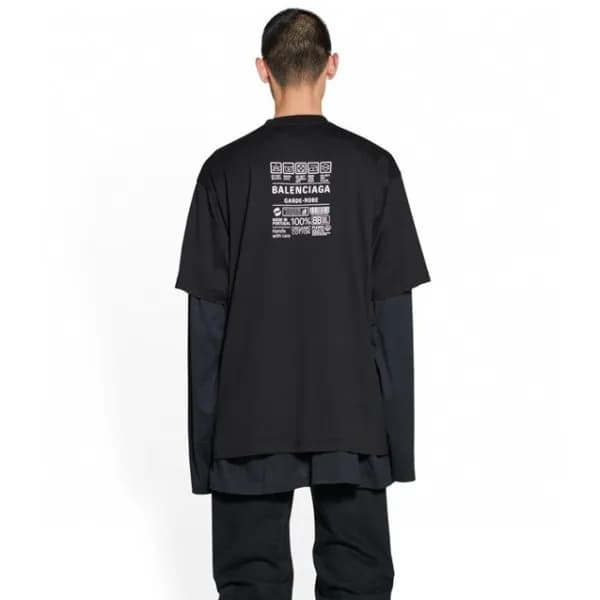 발렌시아가 남성 크루넥 블랙 반팔티 - Balenciaga Mens Black Short … - 1