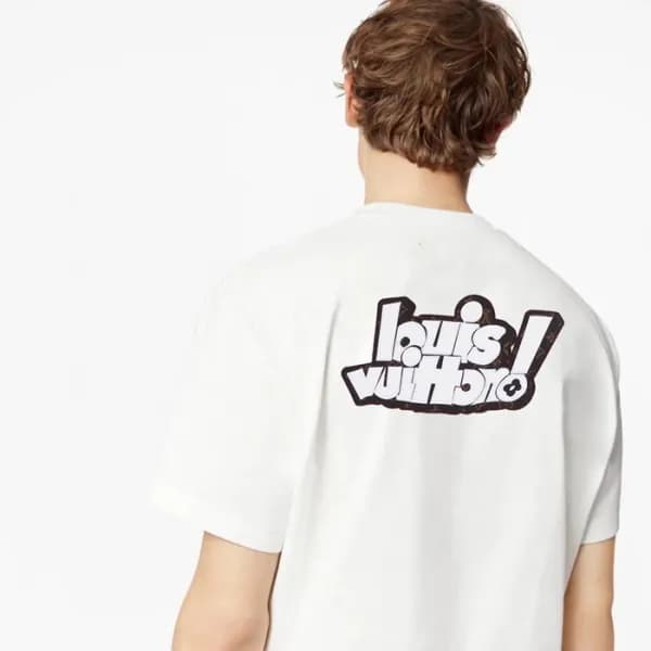 루이비통 남성 화이트 크루넥 반팔티 - Louis vuitton Mens White Sho… - 1
