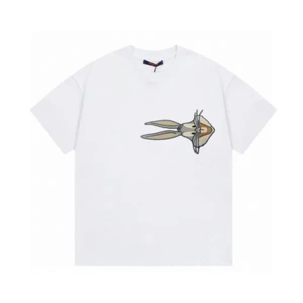 루이비통 남성 화이트 크루넥 반팔티 - Louis vuitton Mens White Sho… - 1