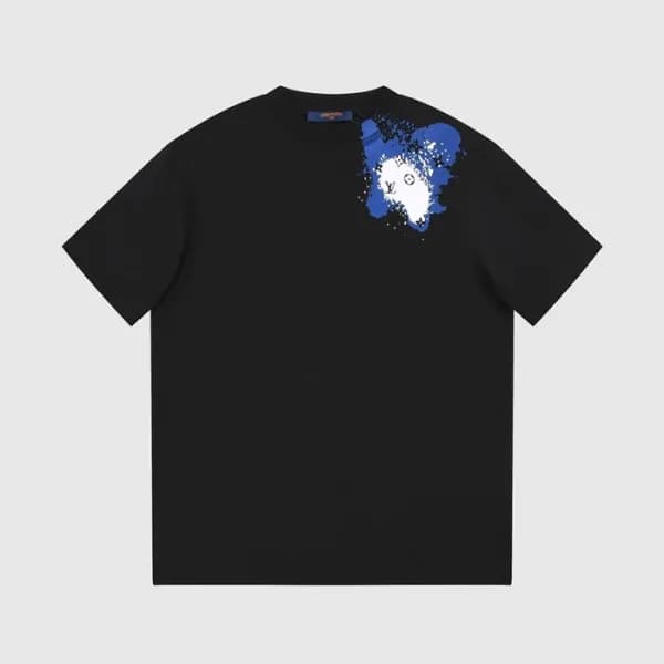 루이비통 남성 블랙 크루넥 반팔티 - Louis vuitton Mens Black Shor… - 1