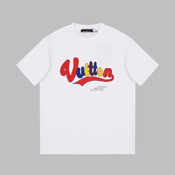 루이비통 남성 화이트 크루넥 반팔티 - Louis vuitton Mens White Sho… - 1