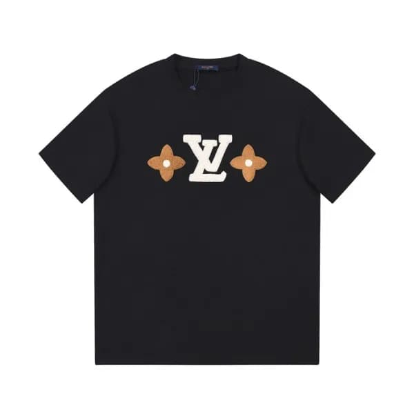 루이비통 남성 블랙 크루넥 반팔티 - Louis vuitton Mens Black Shor… - 1