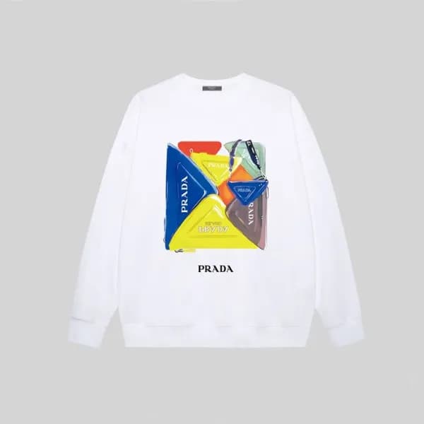 프라다 남자 크루넥 화이트 맨투맨 - Prada Mens White Tshirts - pr… - 1