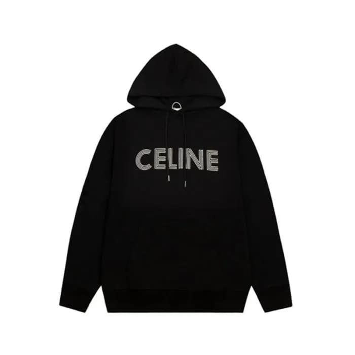셀린느 남성 캐쥬얼 블랙 후드티 - Celine Mens Black Hoodie - ce2… - 1