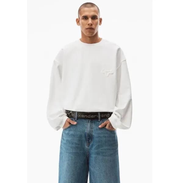알렉산더왕 남/녀 화이트 긴팔티 - Alexander wang Unisex White Ts… - 1